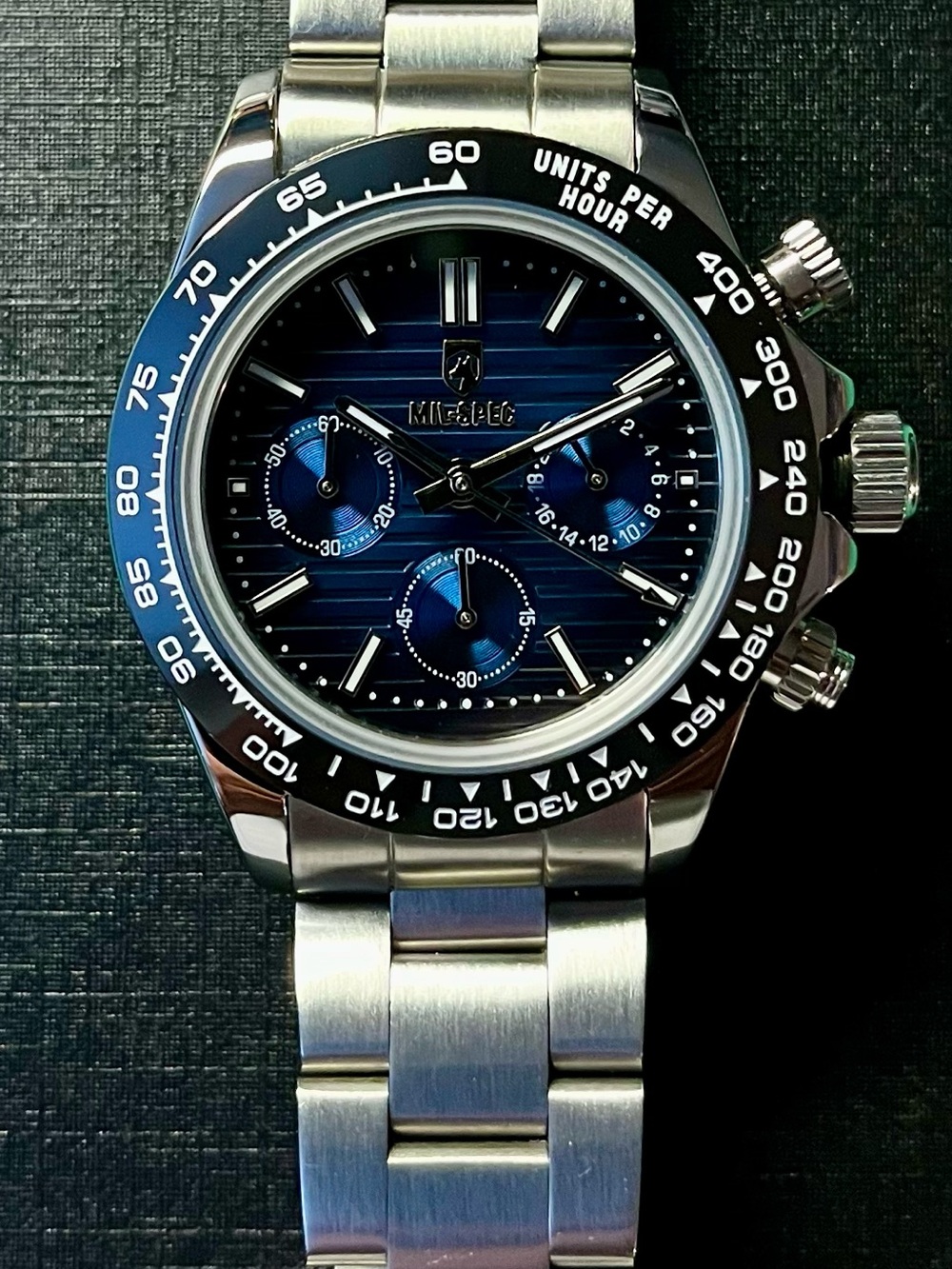 ***3 DAY SALE ONLY***  MIL-SPEC :  Blue Dial Stainless Chronograph Watch